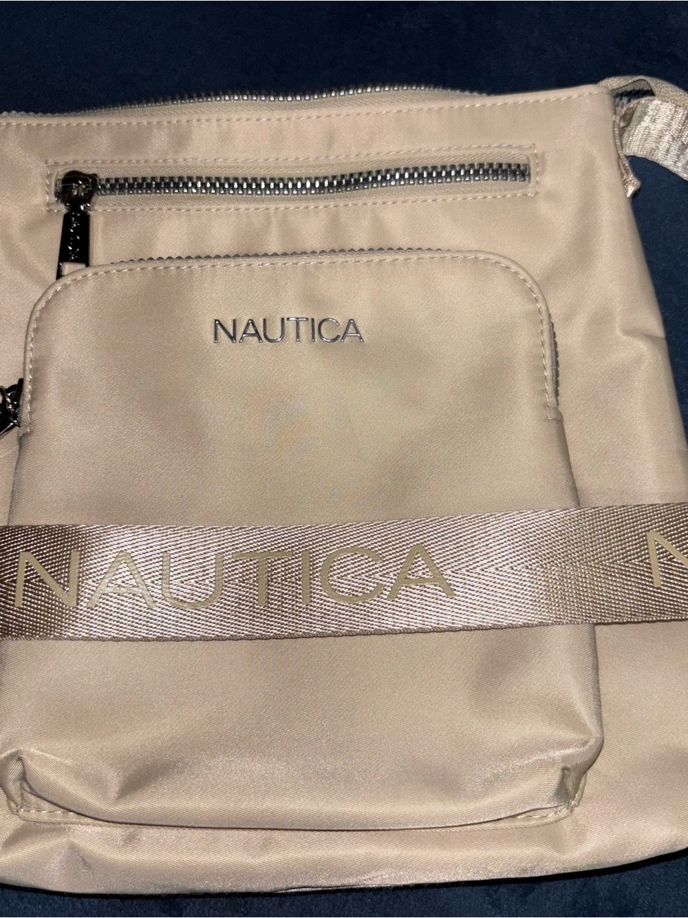 Nautica Taupe Beige Crossbody Bag with Branded Strap